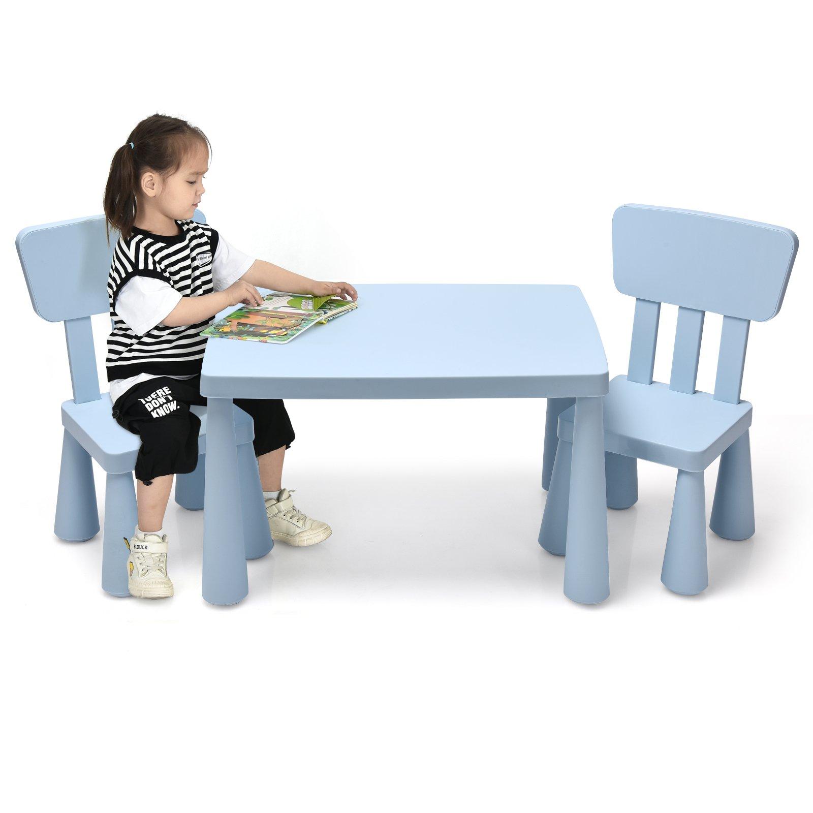 Children Play Table with 2 Chairs Set for Eating Drawing Writing